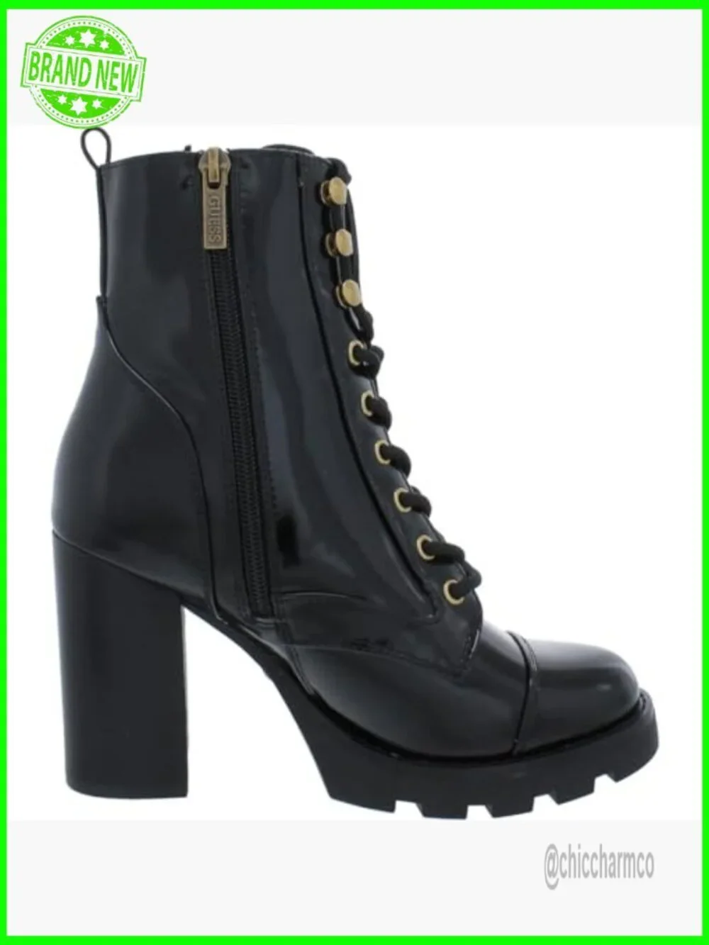 Women's Faux Leather Ankle Booties with Block Heel and Zip Closure